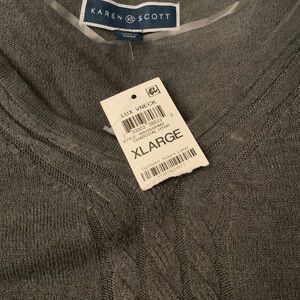 Karen Scott XL charcoal gray cable knit design sweater